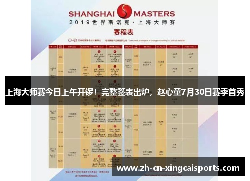 上海大师赛今日上午开锣！完整签表出炉，赵心童7月30日赛季首秀